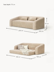 Sofá cama Eliot (3 plazas) de bouclé de osito de peluche