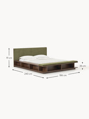 Base de cama Clark de madera con banco y mesillas de noche incorporadas