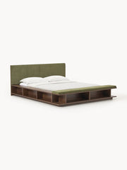 Base de cama Clark de madera con banco y mesillas de noche incorporadas