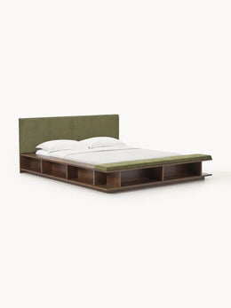 Base de cama Clark de madera con banco y mesillas de noche incorporadas