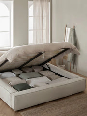 Cama tapizada Lennon con espacio de almacenamiento