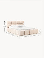 Cama tapizada Tayla de bouclé con espacio de almacenaje