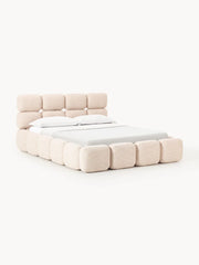 Cama tapizada Tayla de bouclé con espacio de almacenaje