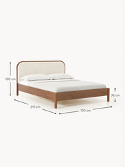 Wooden Bed Jones with Bouclé H