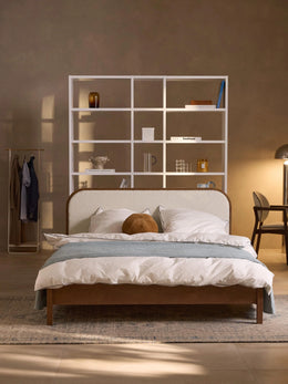 Wooden Bed Jones with Bouclé H