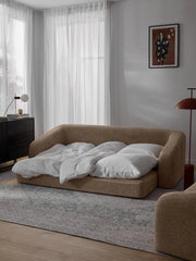 Sofá cama Eliot (3 plazas) de bouclé de osito de peluche
